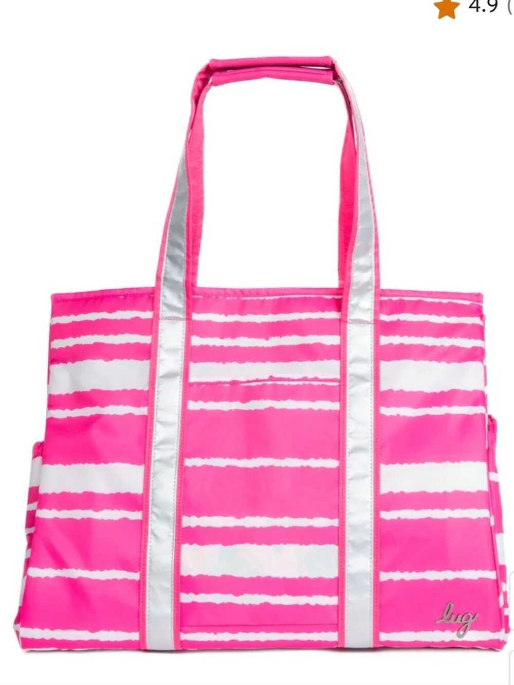 NWT Lug Set: Magenta Stripe Rover XL Tote & Trolley Travel Case, *Slight Flaw - Picture 6 of 15